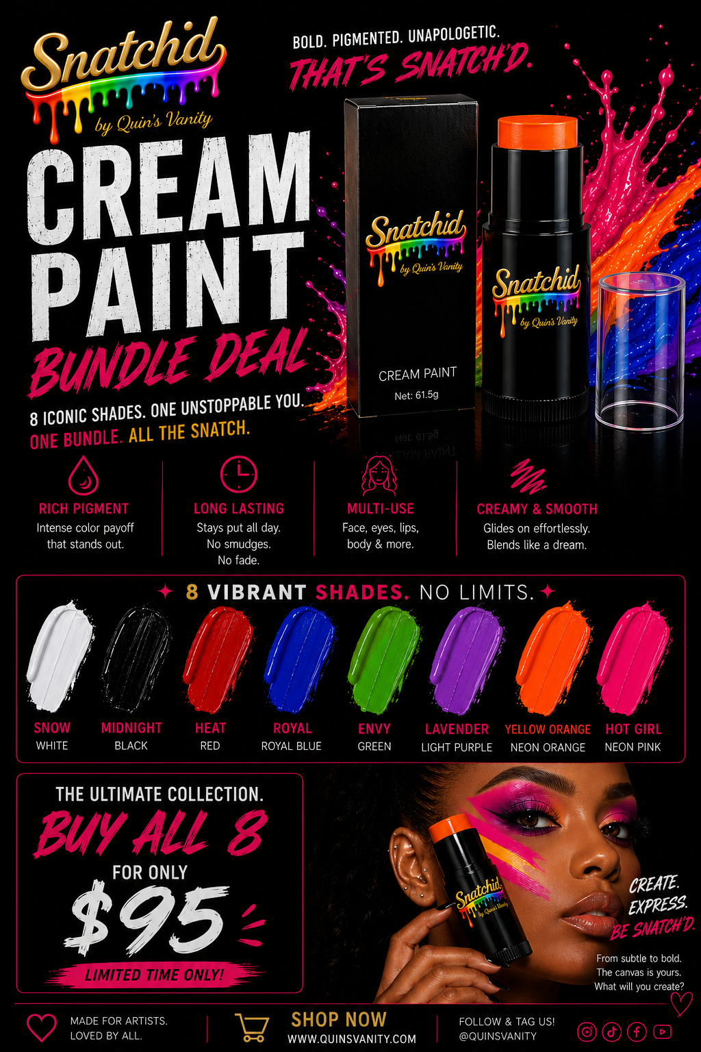 Bundle Deal 8 Snatch’d Cream Paint Sticks